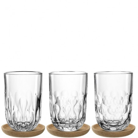 Lot 6 Grands verres et sous-verres GOCCE